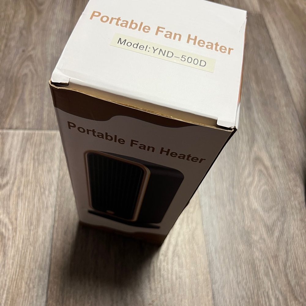 Modern Tabletop Heater in Dark Gray with Gold Accents - Picture 5 of 5